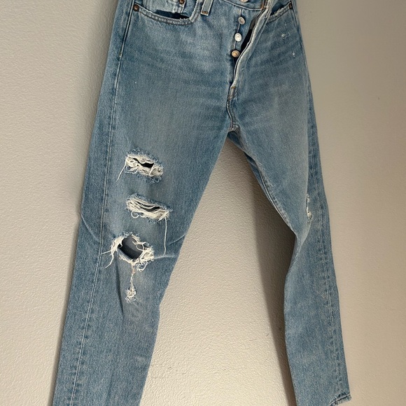 LEVI'S Premium 501 S Jeans Women's W27/L28 High Rise Ripped Distressed - Picture 8 of 11